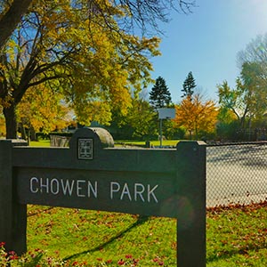 Chowen Park entrance sign.