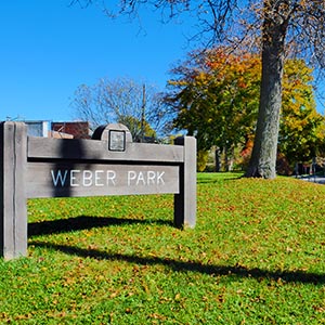Weber Park entrance sign.