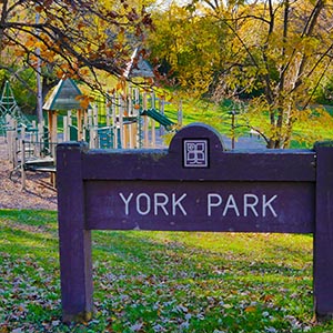Edina context: York Park entrance sign.