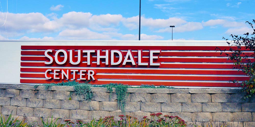 Southdale Center entrance sign.