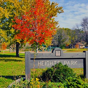 Heights Park entrance sign.